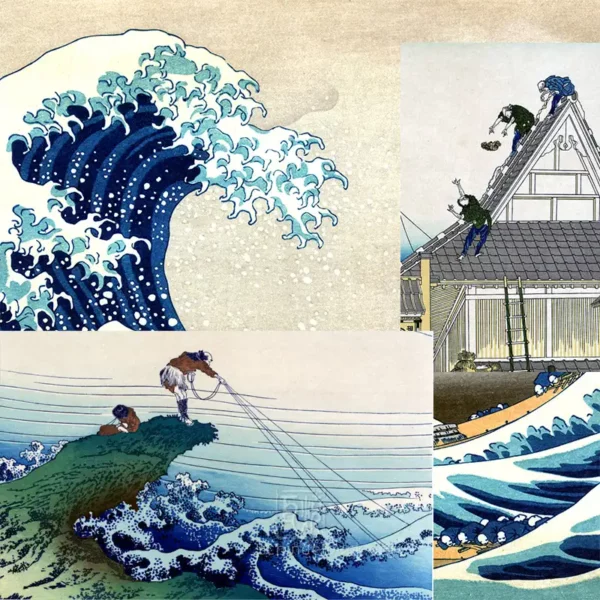 Hokusai - Farbholzschnitte Collage