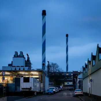 Industriekultur mit Schornsteinen in Mannheim am Abend - eine Fotoserie von Frank Schindelbeck Fotografie 2604